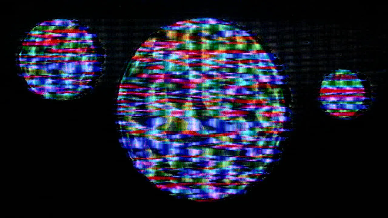 SCI-FI animation of three rotating circular shapes synth wave effects