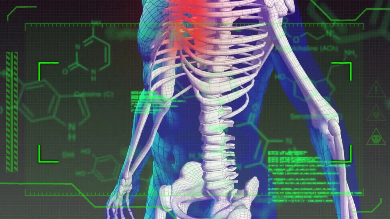 Animation of spinning skeleton over data processing