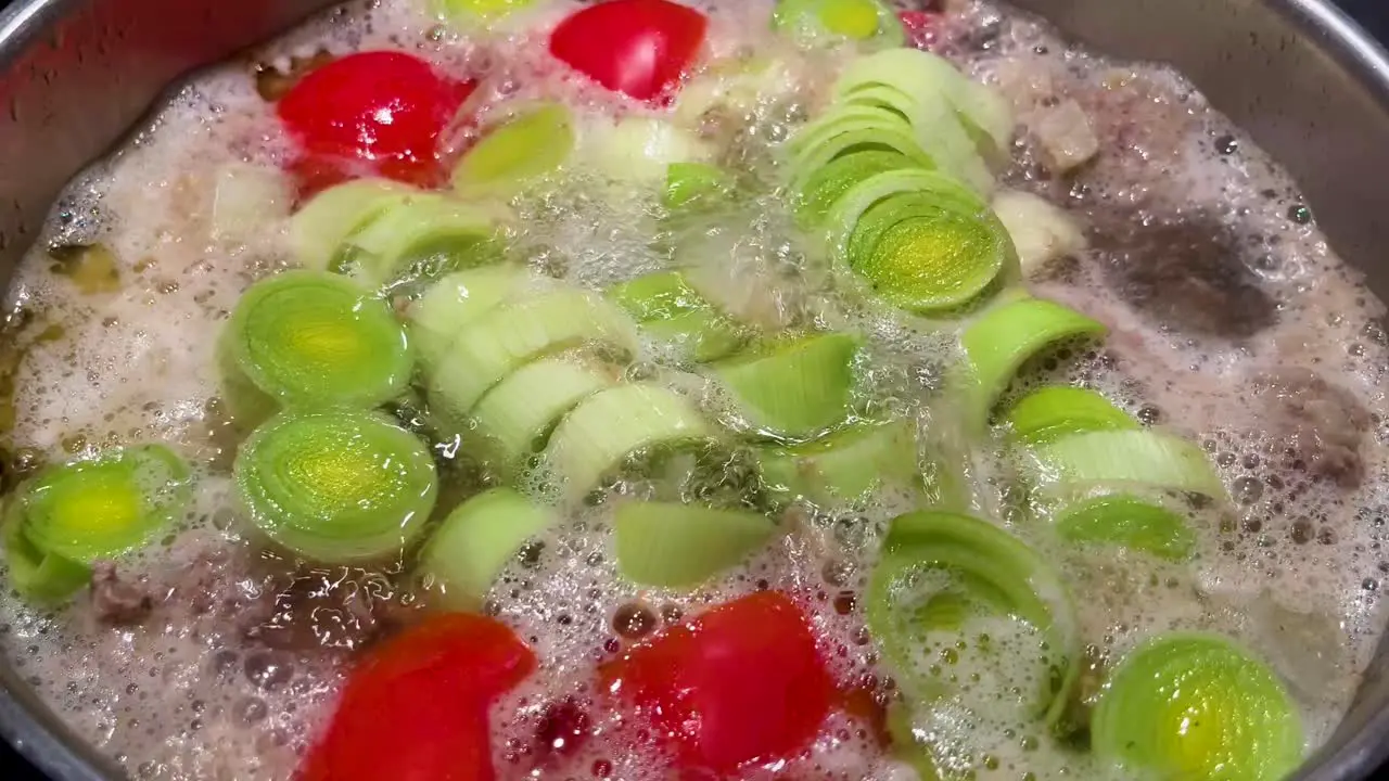 Hot soup in a pot