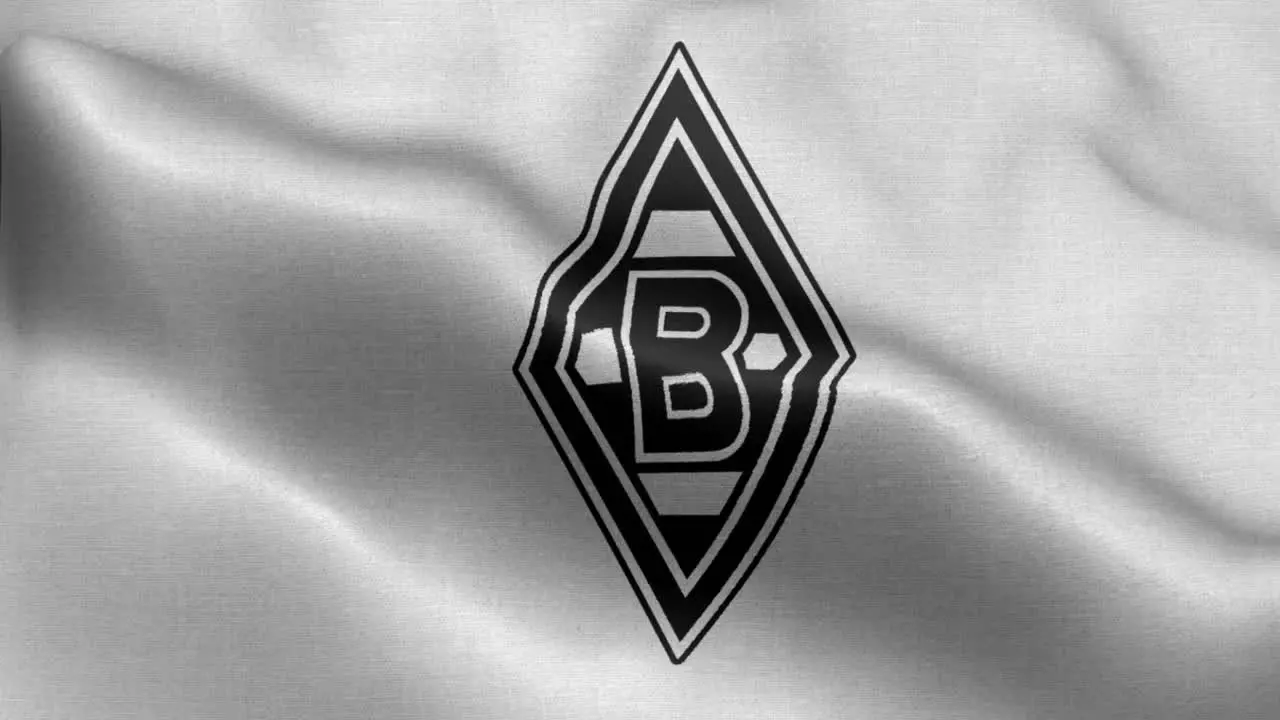 White 4k animated loop of a waving flag of the Bundesliga soccer team Borussia Monchngladbach