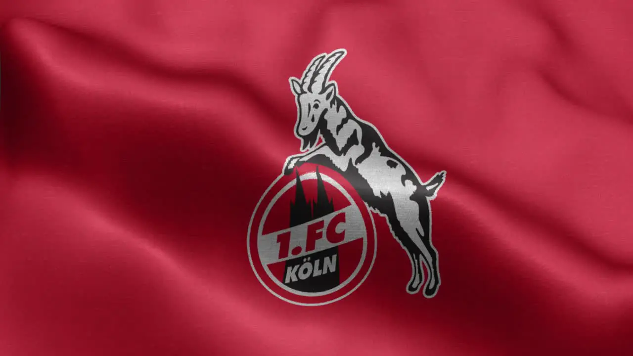 Red 4k animated loop of a waving flag of the Bundesliga soccer team Cologne