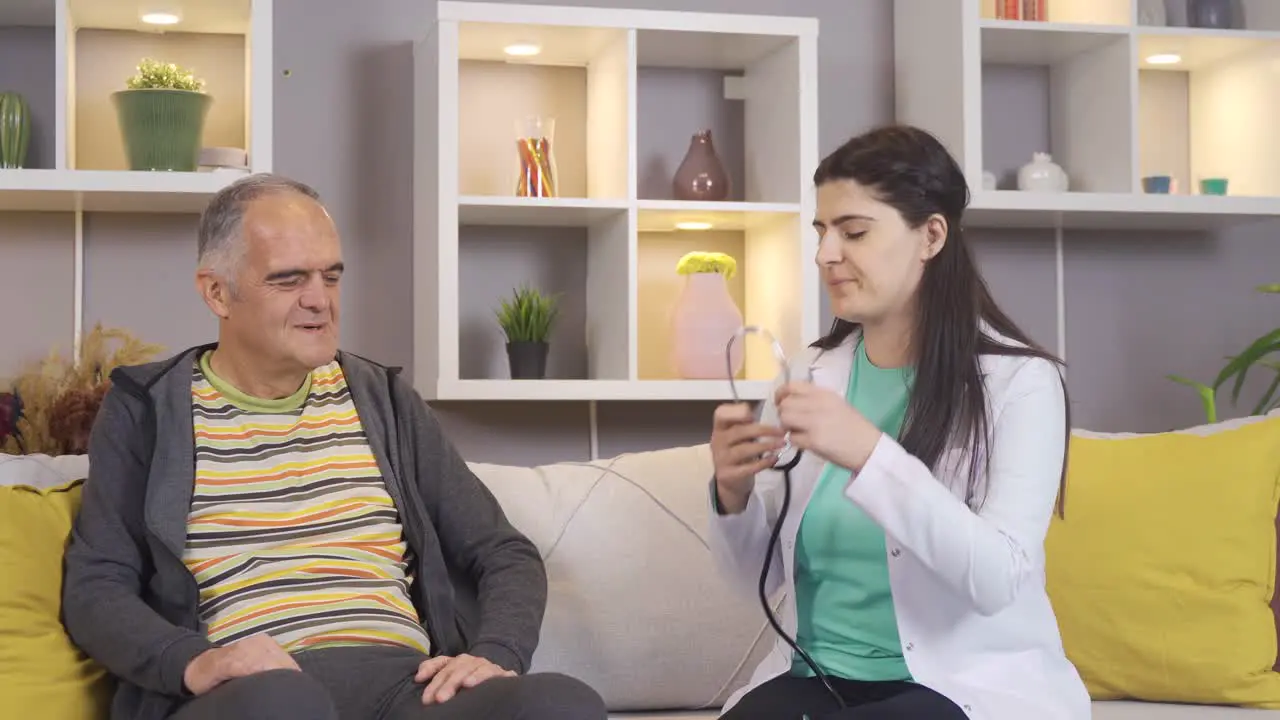 Elderly man receiving home health care Stethoscope