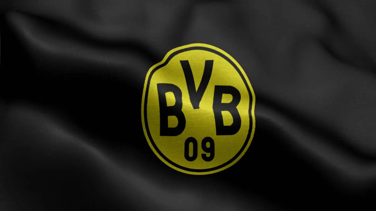 Black 4k animated loop of a waving flag of the Bundesliga soccer team Borussia Dortmund