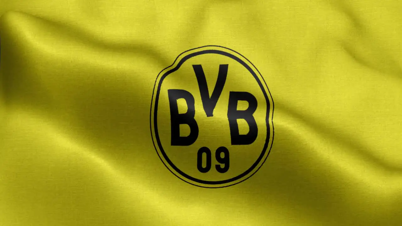 Yellow 4k animated loop of a waving flag of the Bundesliga soccer team Borussia Dortmund