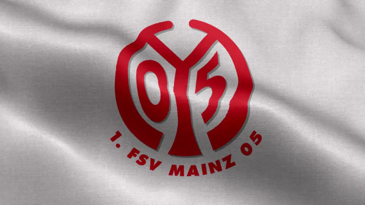 White 4k animated loop of a waving flag of the Bundesliga soccer team Mainz