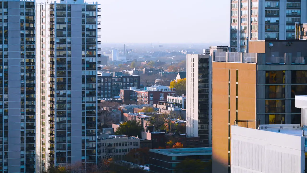 Roof top shot of urban sprawl around downtown Chicago