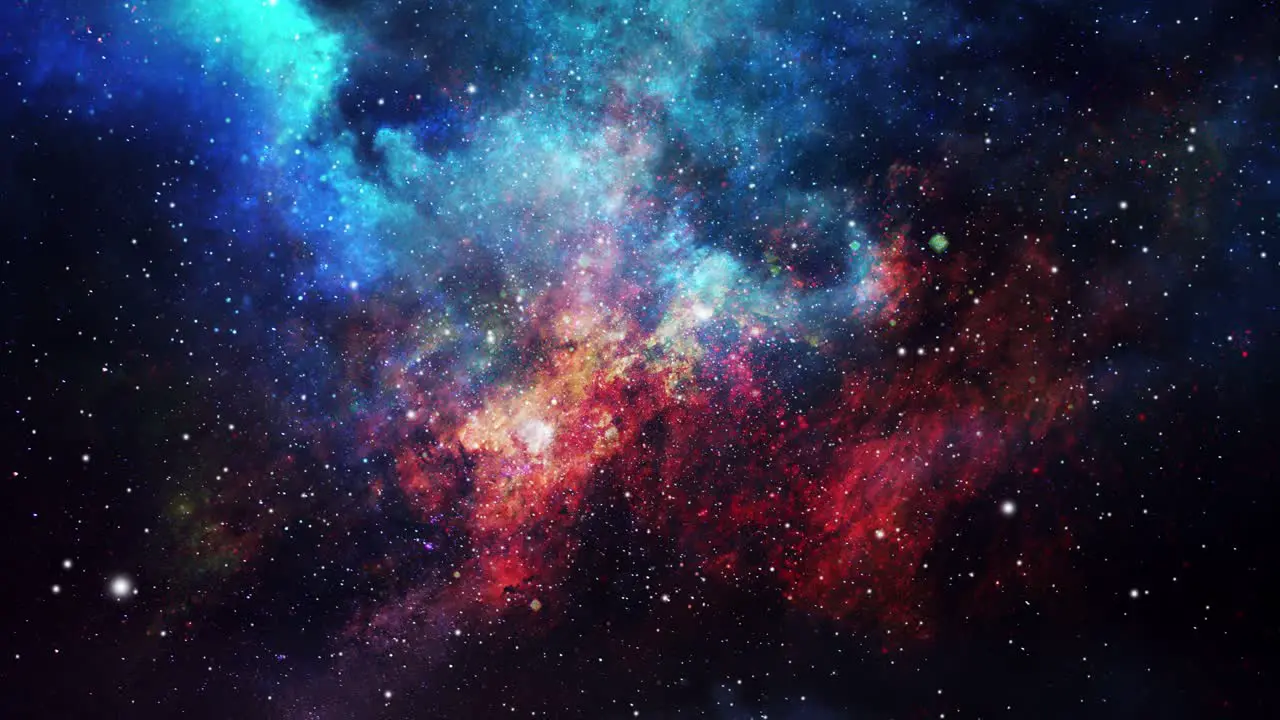 blue and red nebula clouds reside in the vast universe