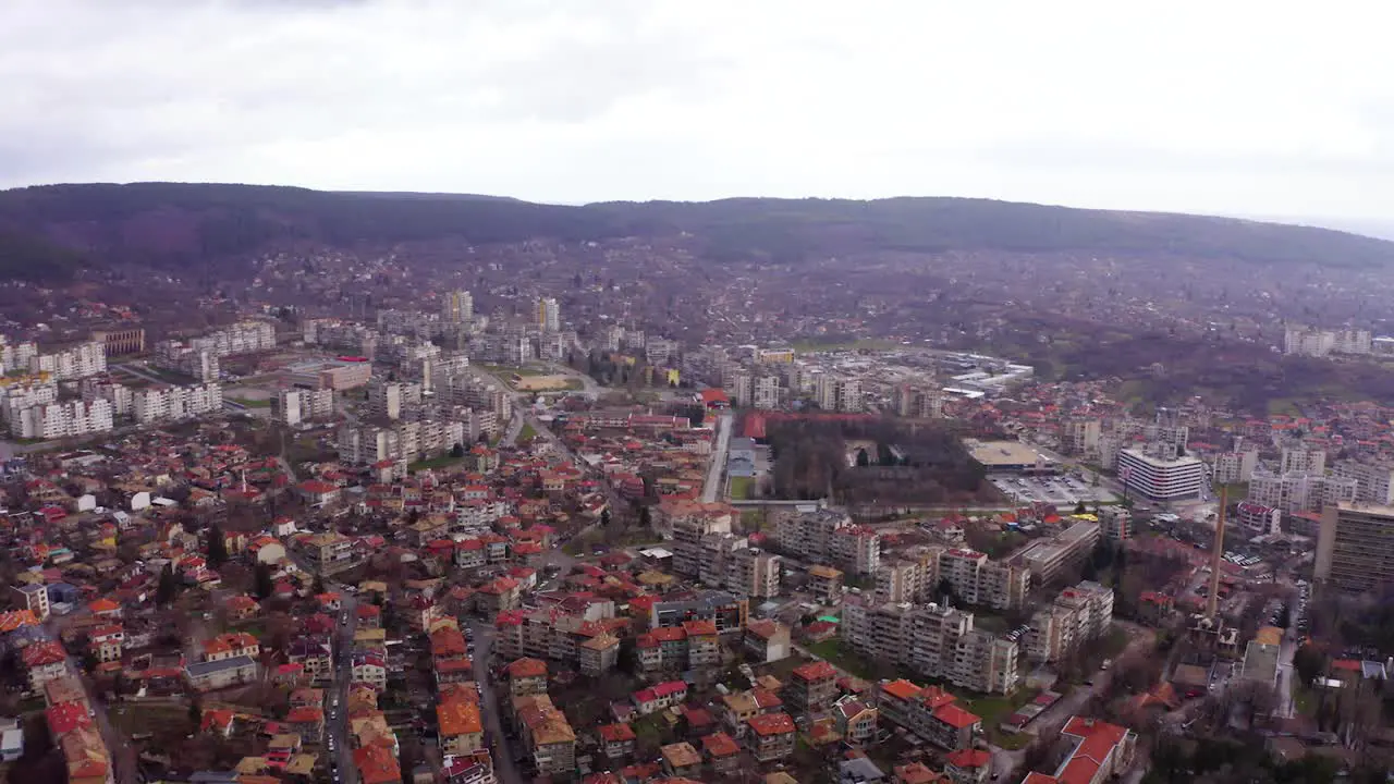 aeriall view of citi of Shumen Bulgaria