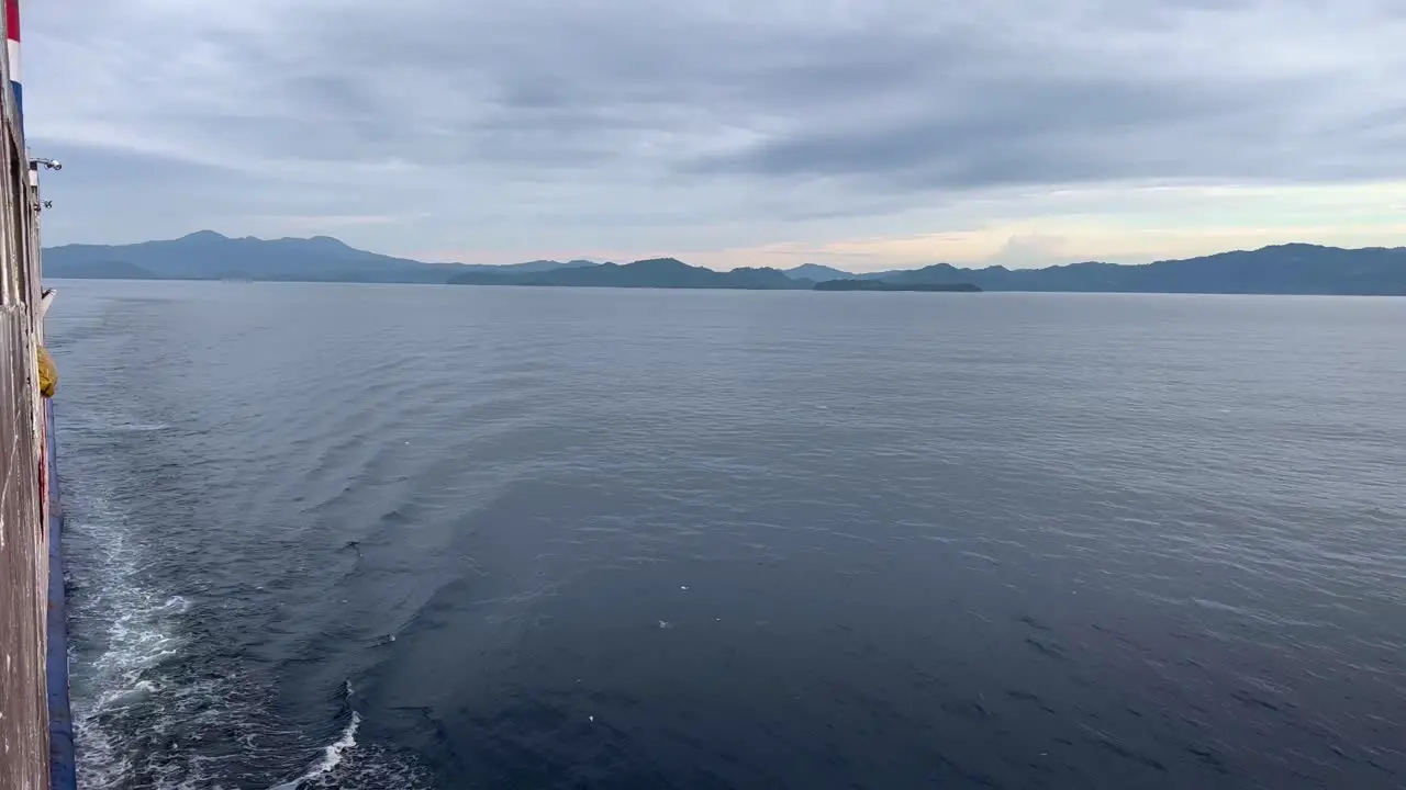 The View of the Ocean and Islands from the Passenger Ferry in Indonesia