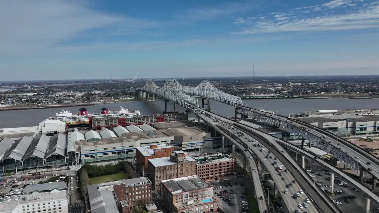 Mississippi River Bridge in New Orleans aerial view