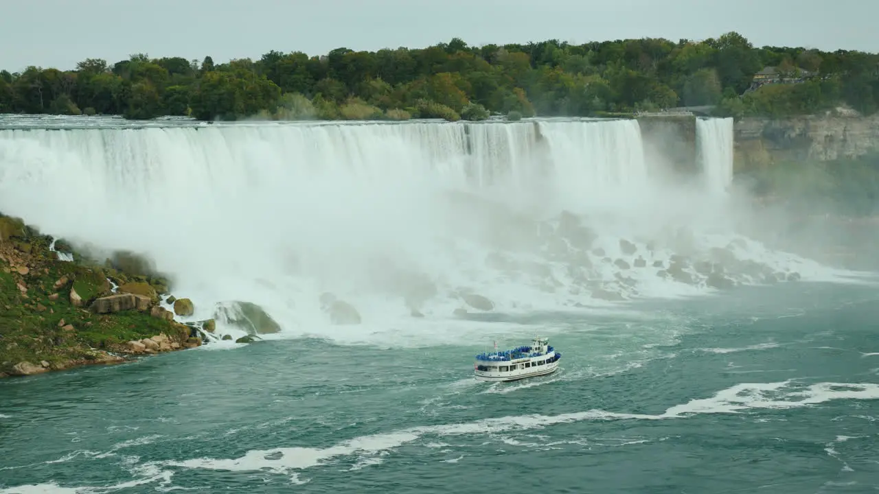 Niagara Falls On A Cloudy Day Canadian Side View 4k Video