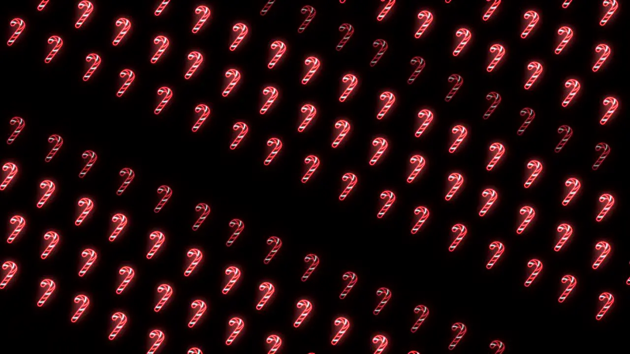 Strobe Neon Christmas Pattern Background of Candy Cane in Red White and Black Looping animation Strobing