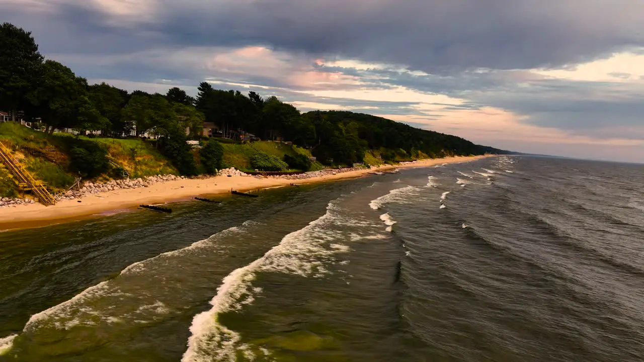 Rough water during amazing light on Lake Michigan