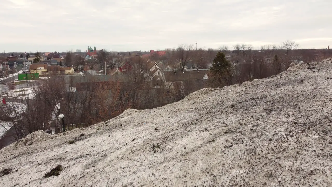 deadly winter storm in New York State Buffalo Snow mountain Aerial view