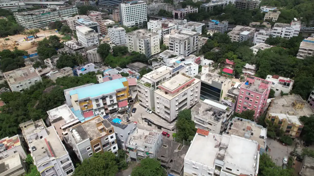 4K Aerial night video of Banjara Hills Irram Manzil Colony Khairtabad is an urban commercial centre and one of the most affluent neighbourhoods in Hyderabad Telangana India