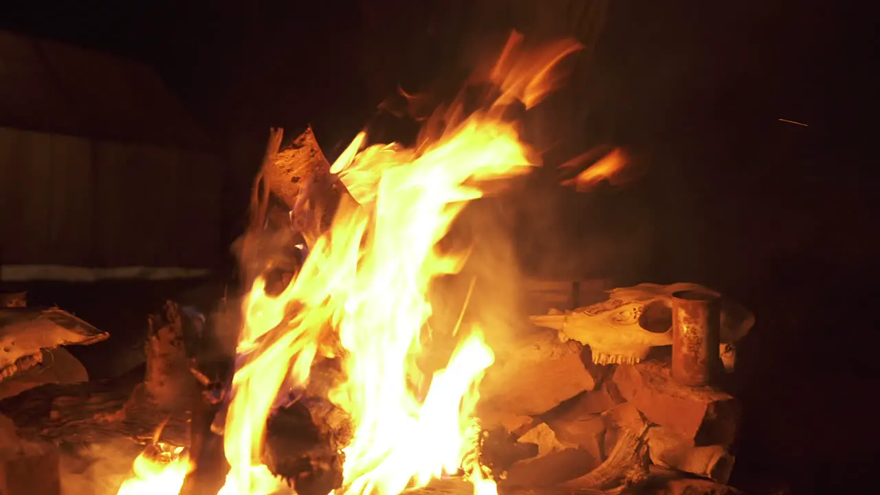 Hunter's Fire at Night Tracking Slider Shot Deer Skulls Drying in Background