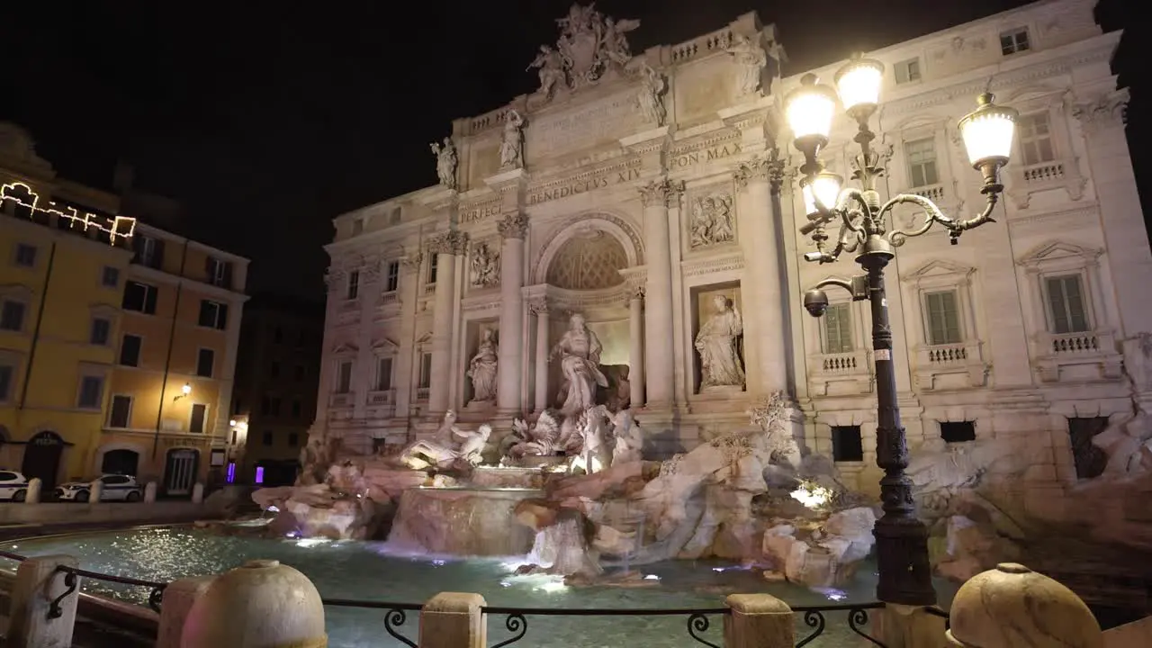 Rome Trevi Fountain Side Shot Wide at night