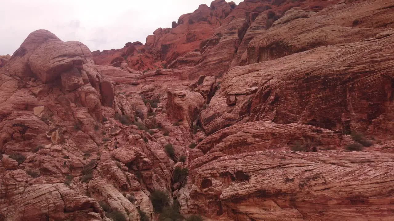 Gimbal tilting up shot of a rock climbing route in Red Rock Canyon Nevada