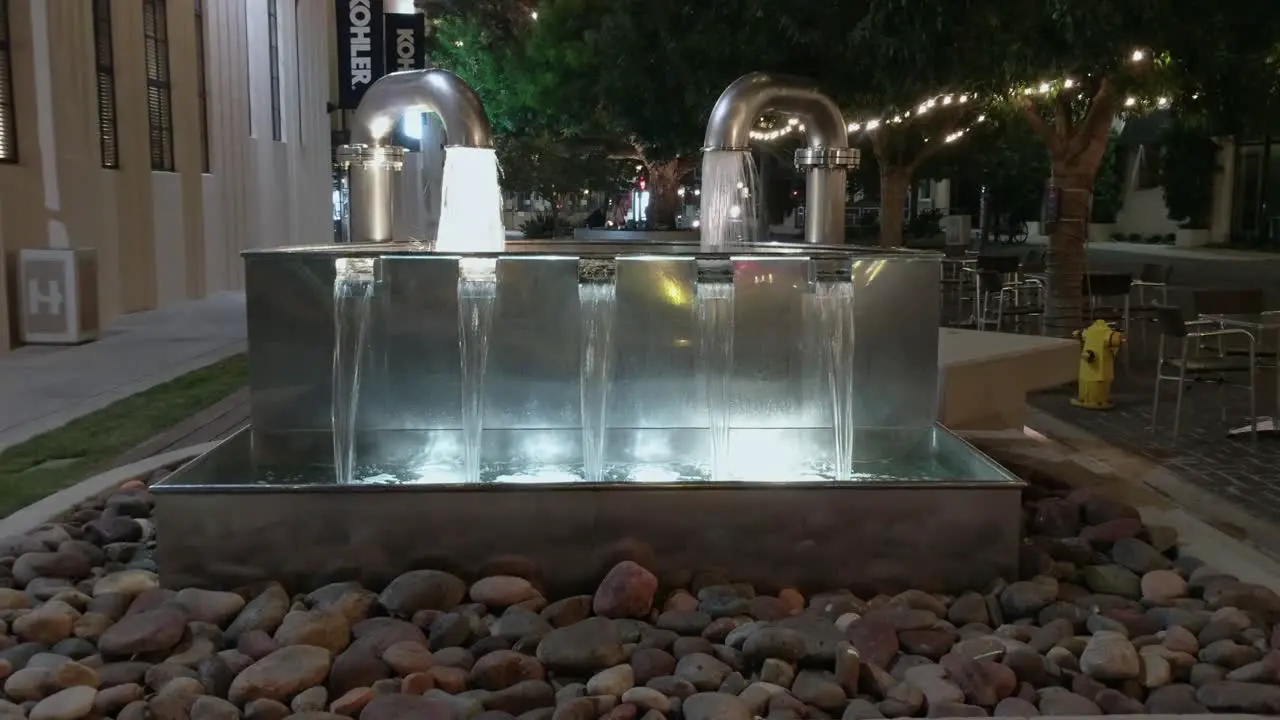 Funky Fountain during night time in Los Angeles California USA static view profile