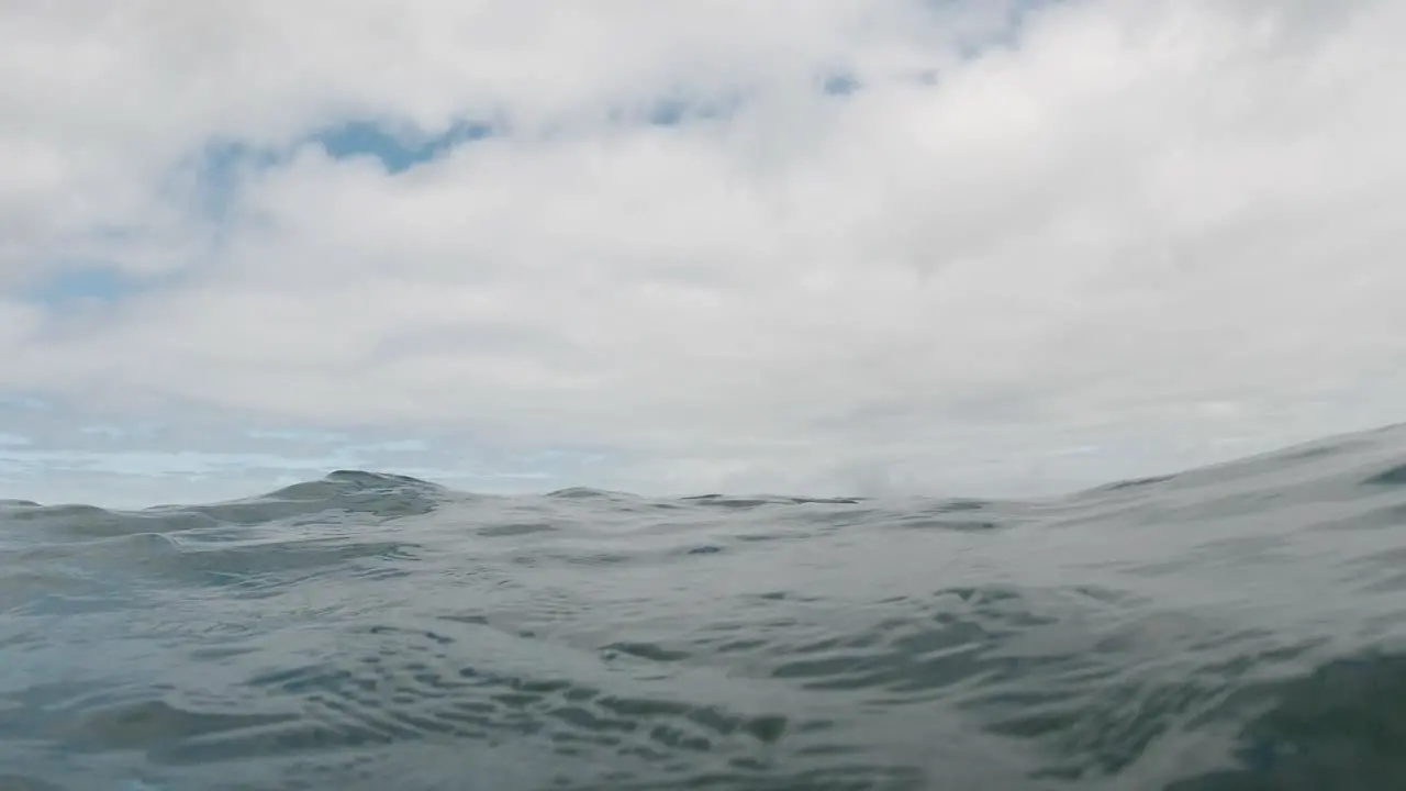 Slow Motion of Calm Ocean with Camera on Surface