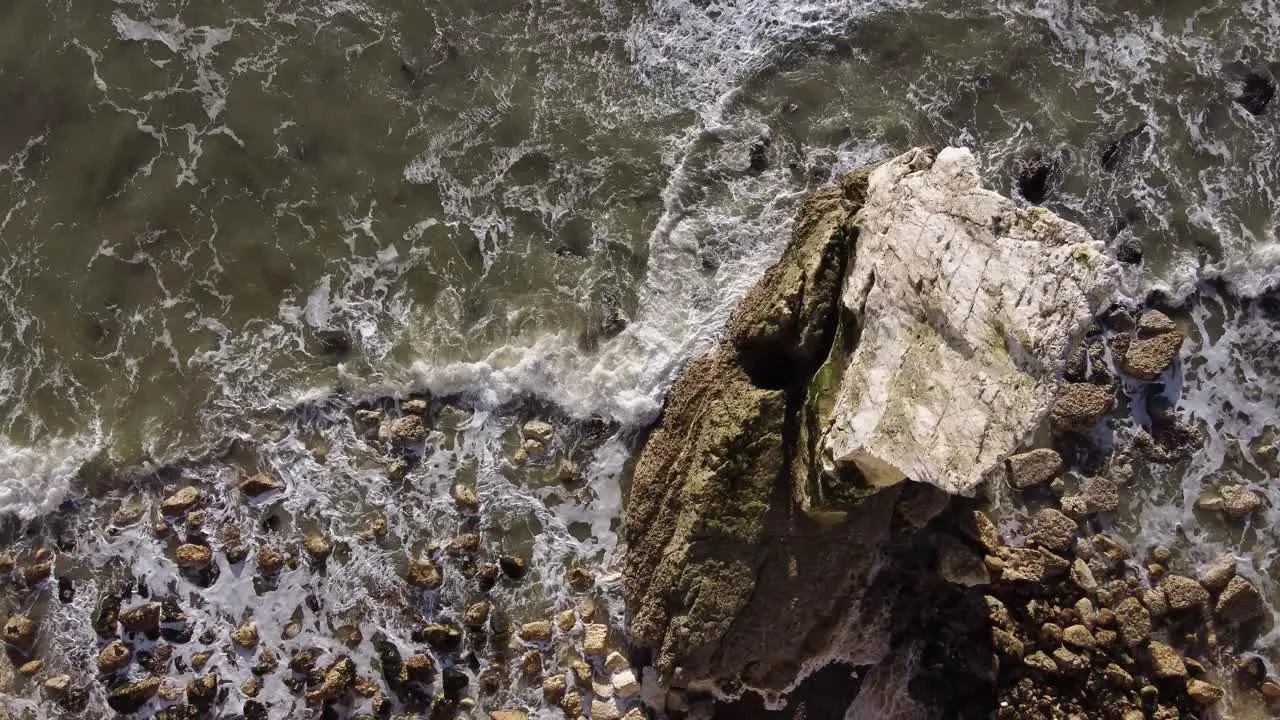 Waves Crash Against Chalk Cliffs Seaford England