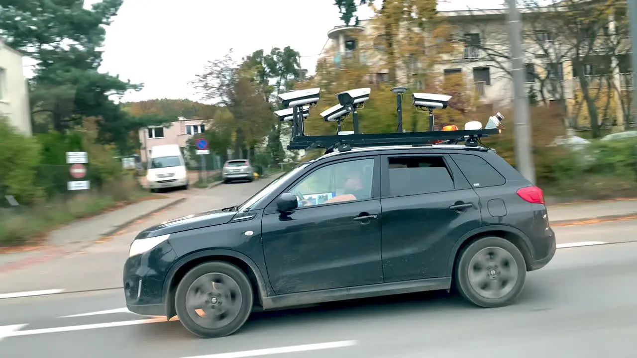 Camera on top of Street View Car big camera system on the roof of a car