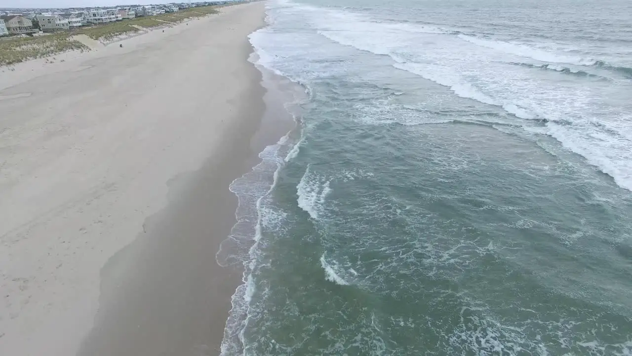 Drone view of Waves on a beach in New Jersey