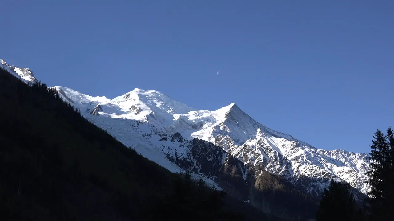 France Mont Blanc With Moon Zoom In