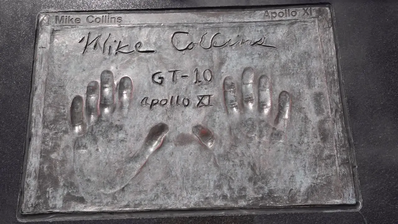 NASA Astronaut Michael Collins' handprint and signature at Space View Park Monument