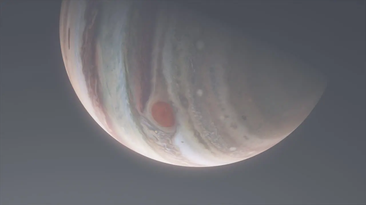 Planet Jupiter in Space with Great Red Spot Storm