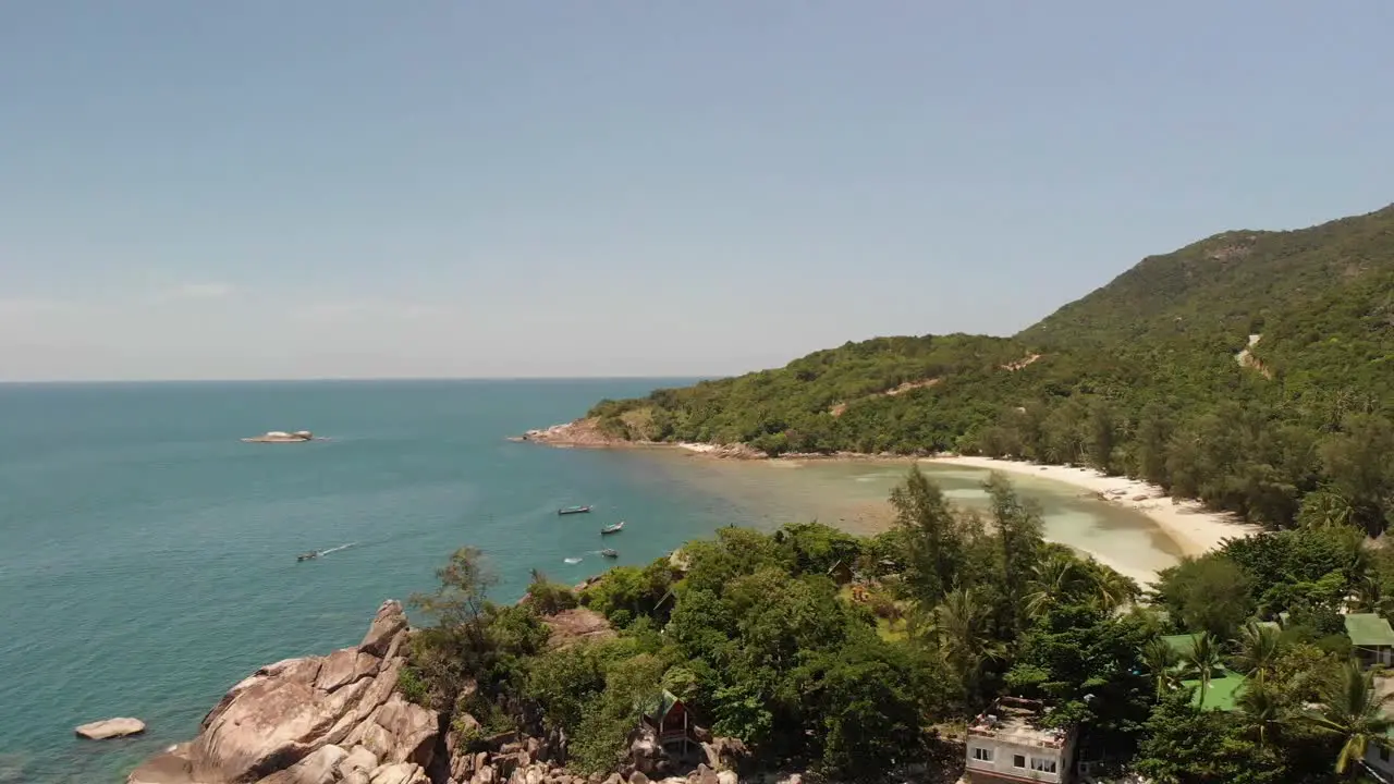 Aerial view of beach cove in Koh Phangan District Surat Thani Thailand