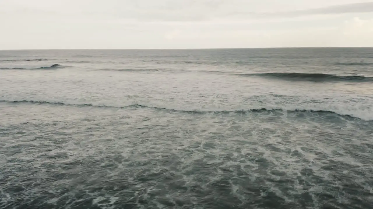 Aerial Drone Of El Paredon Surfing Beach With Foamy Breaking Waves In Escuintla Guatemala