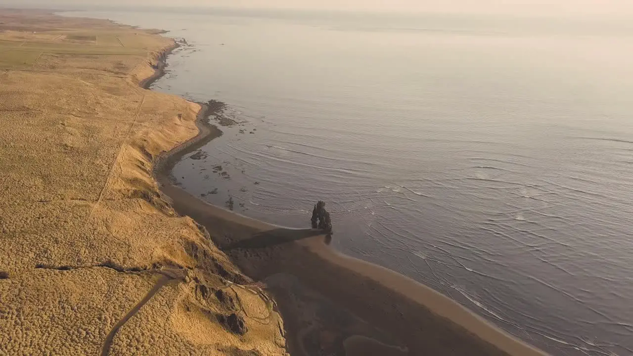 Drone shots of Hvitserkur rock in Iceland