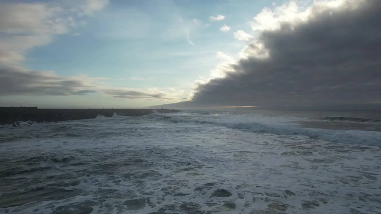 Waves crashing on the rocks Aerial View