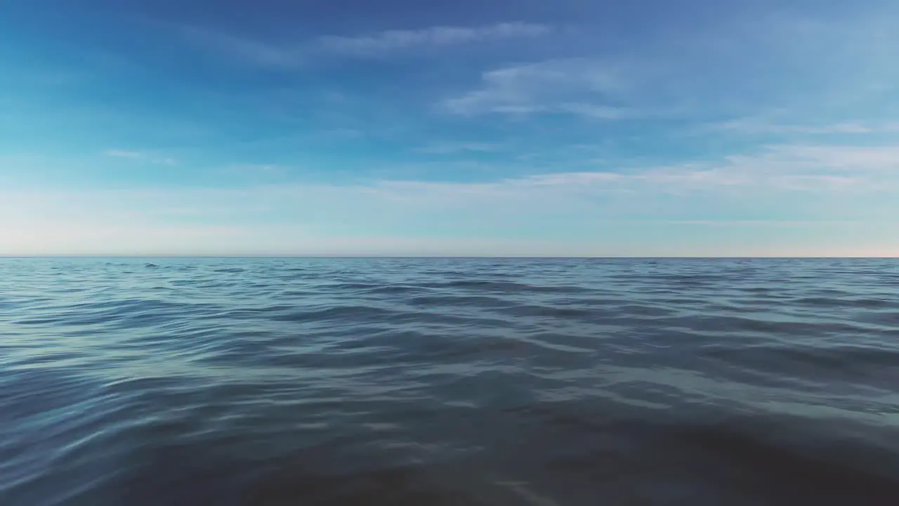 Loop of empty ocean waves with blue sky