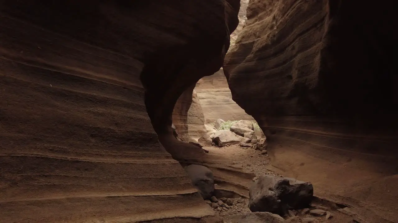 Rocky formation with narrow ravine