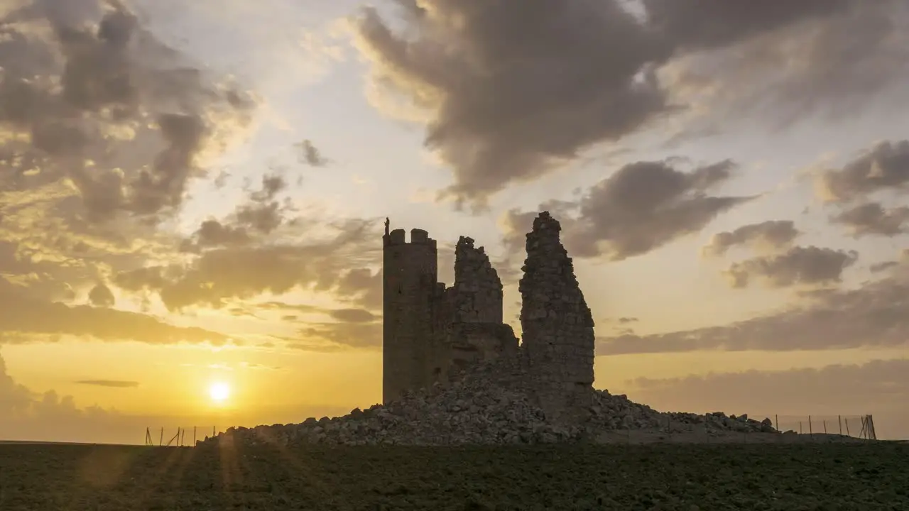 Ruins of castle against sundown sky