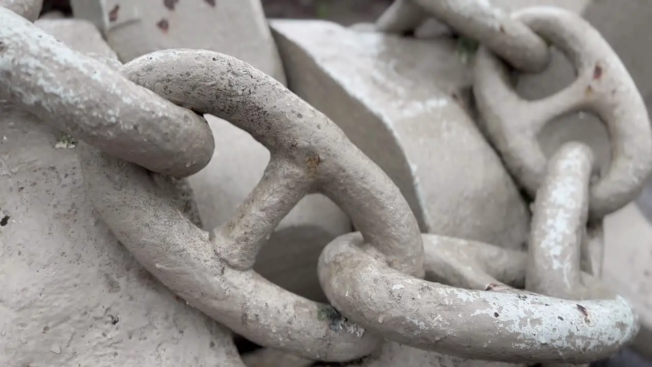 Extreme Close Up Of A Boat Mooring Chain