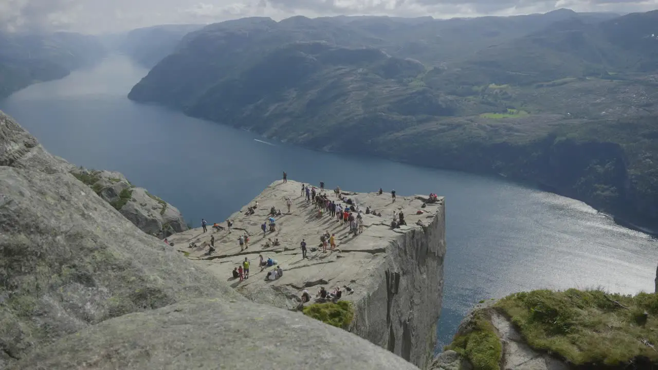 the preikestolen from above in sunshine