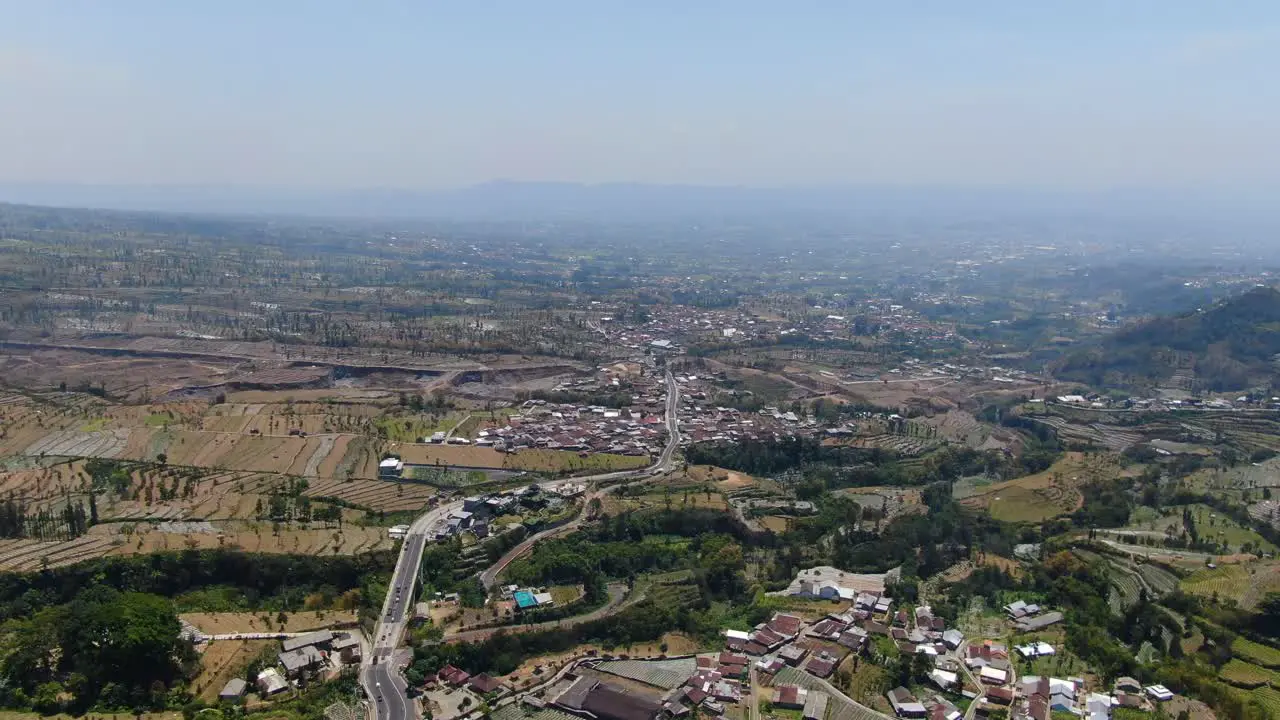 Beautiful village landscape of Indonesia aerial drone view