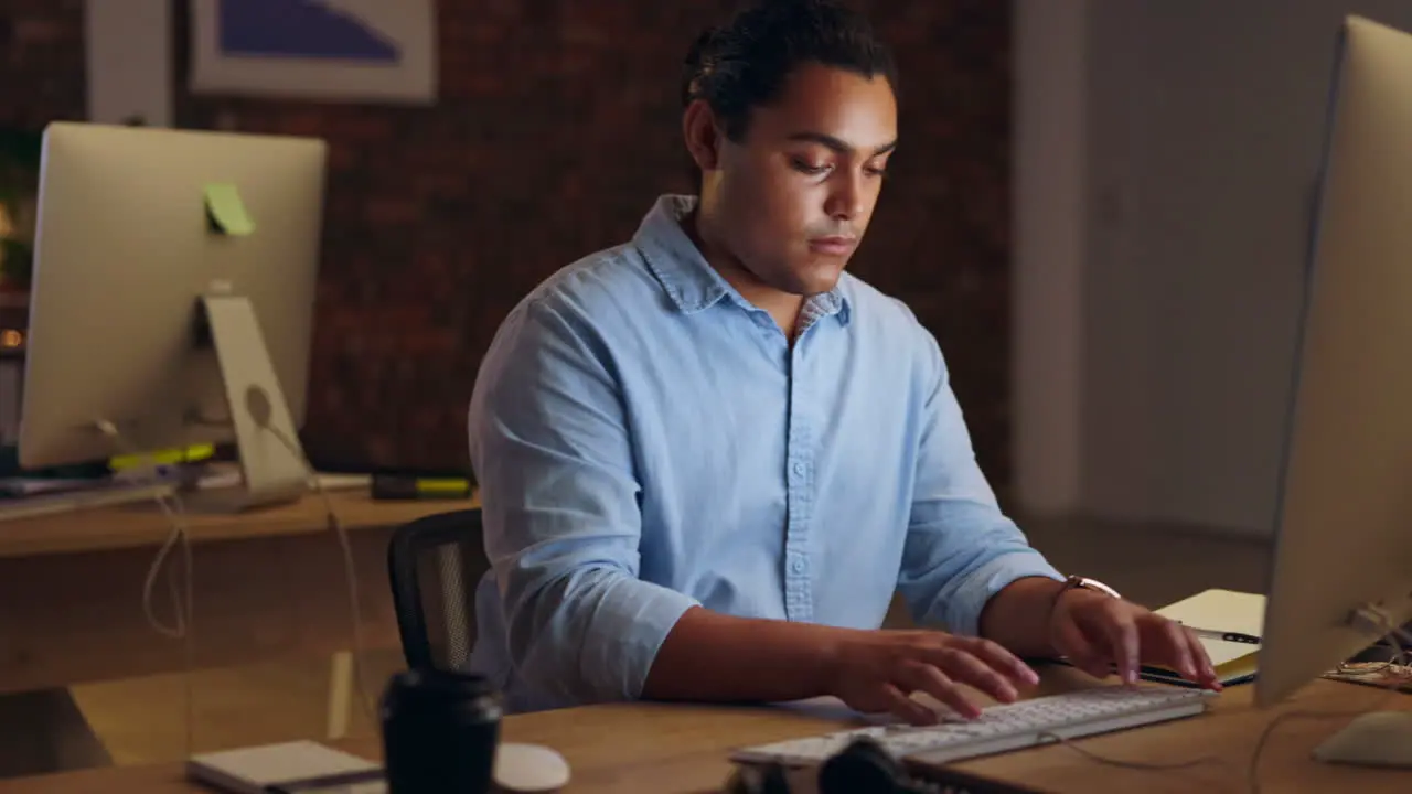 Time watch check or man typing on computer