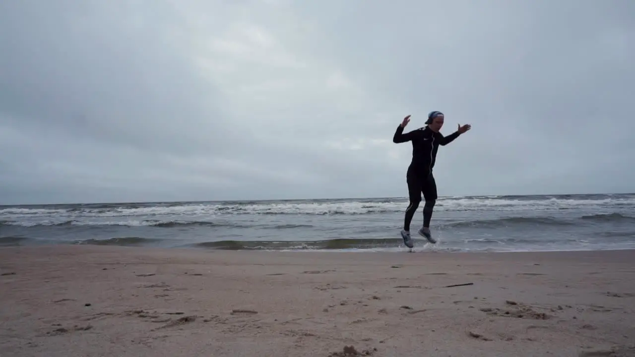 young man is in the beach