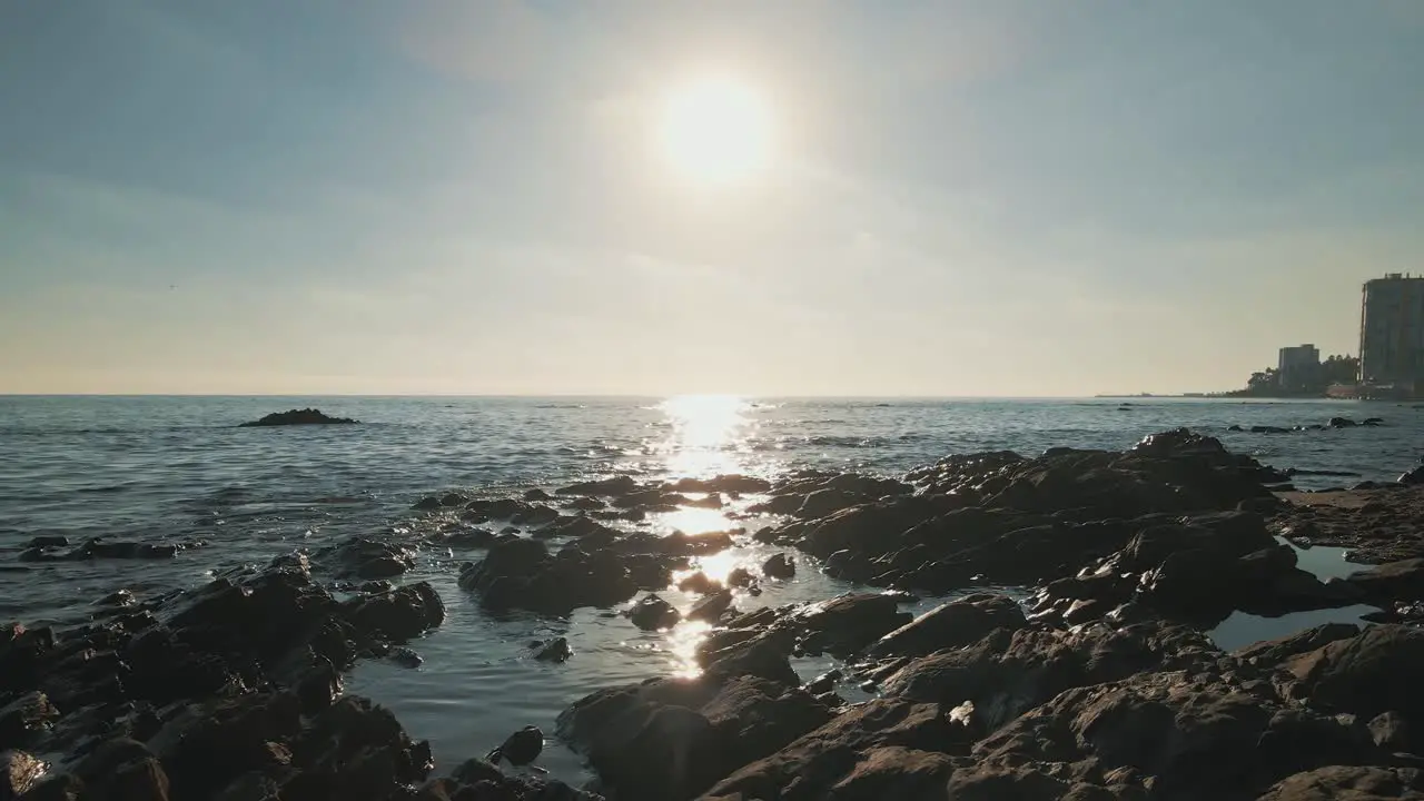 Cinemagraph loop of afternoon at a rocky beach