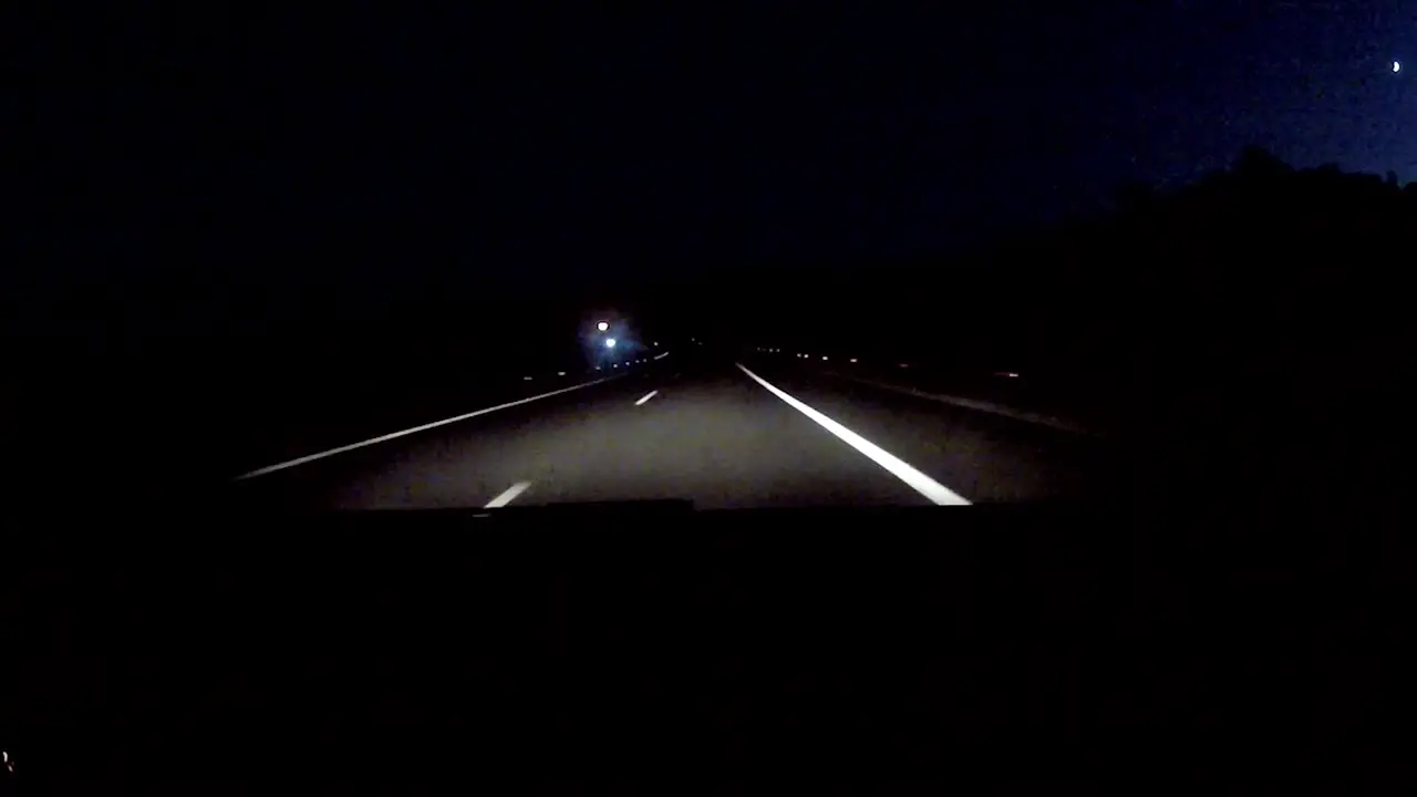 Driving on the autobahn between Thessaloniki and Ioannina in the northwest region of Greece in the Pindos Mountains in the night