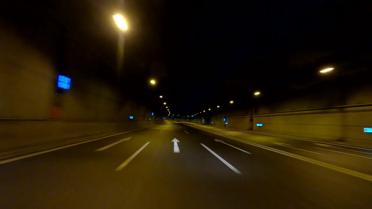 Timelapse Driving an empty highway at night during lockdown in Greece