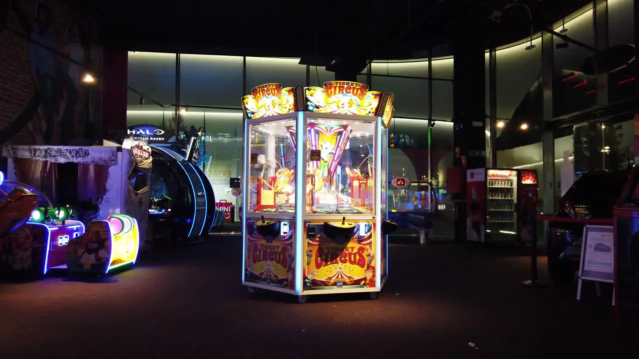 Steady shot of lonely slot hook arcade machine