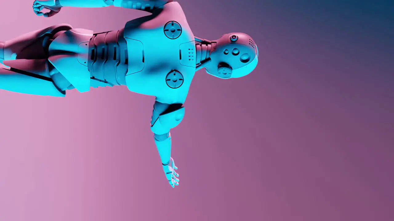 Contemporary Robotic Figure on a Gradient Background vertical