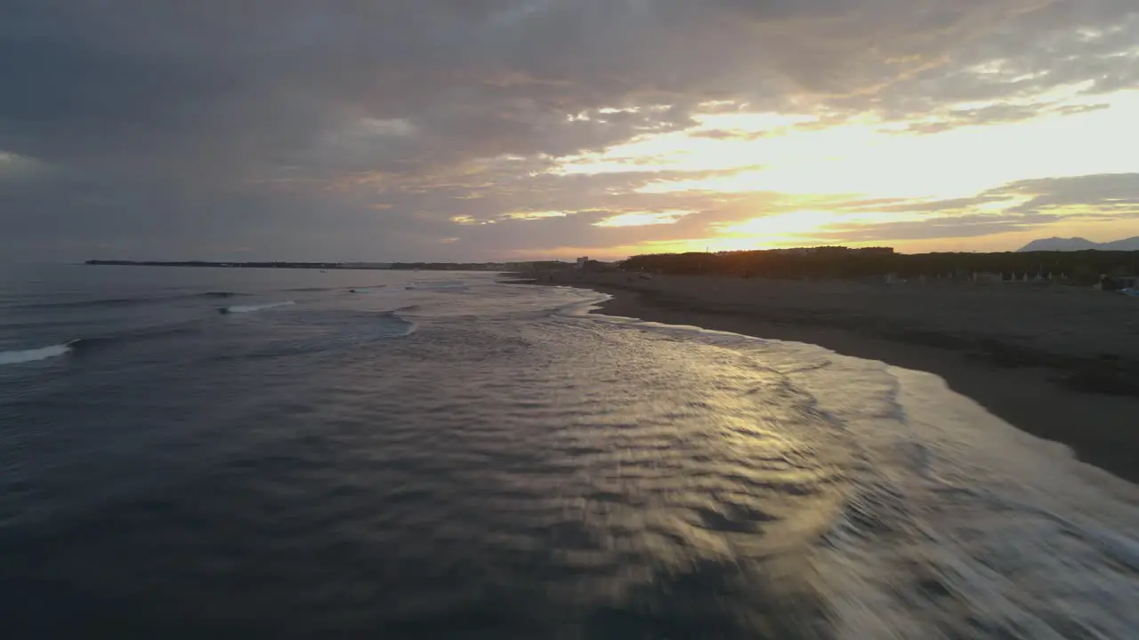 An evening at the beach of Albania Drone view