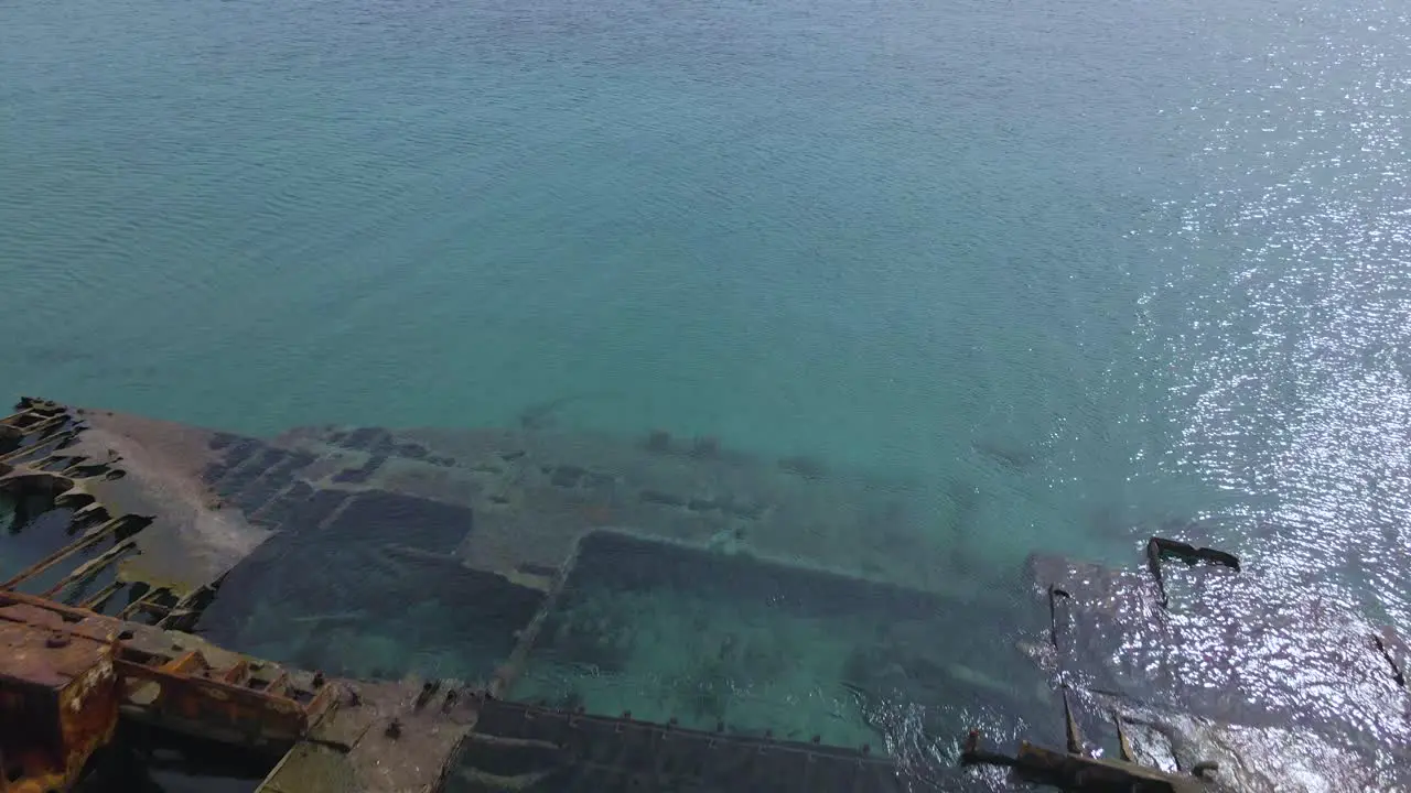 4K clip flying over a shipwreck in the tropical beach of Epanomi Norhtern Greece