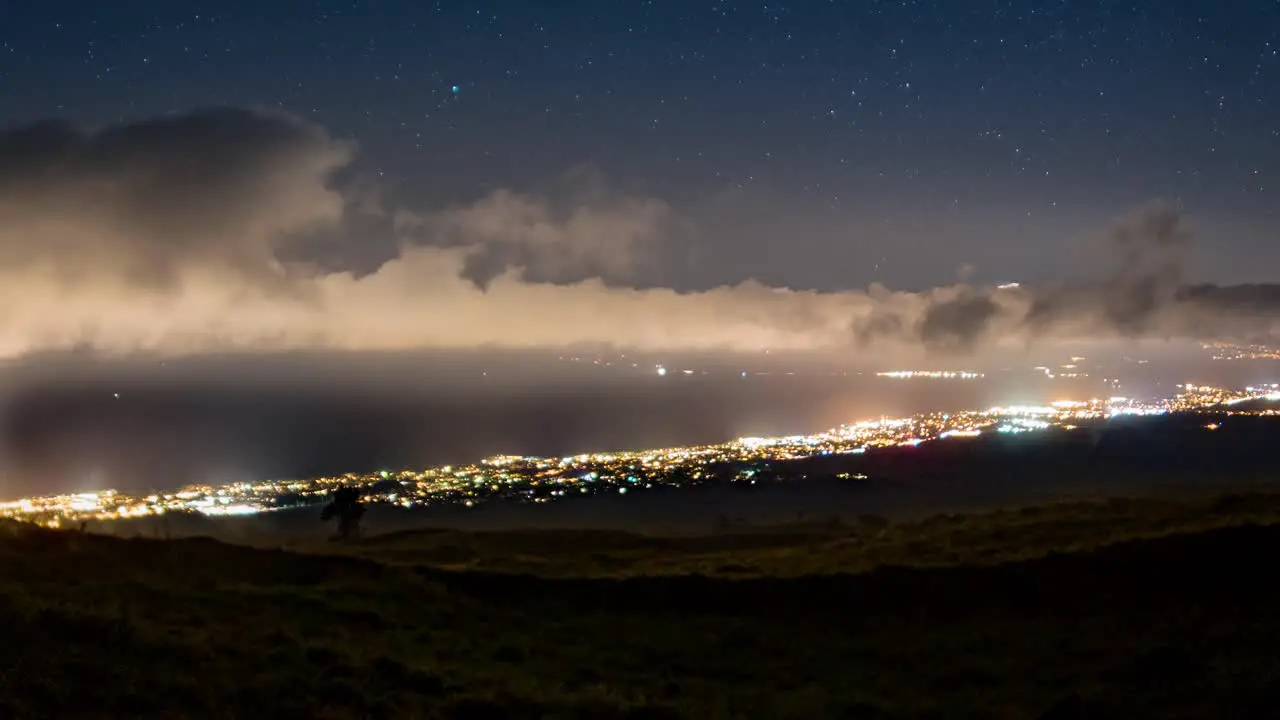 Timelapse overlooking Maui Hawaii at night time